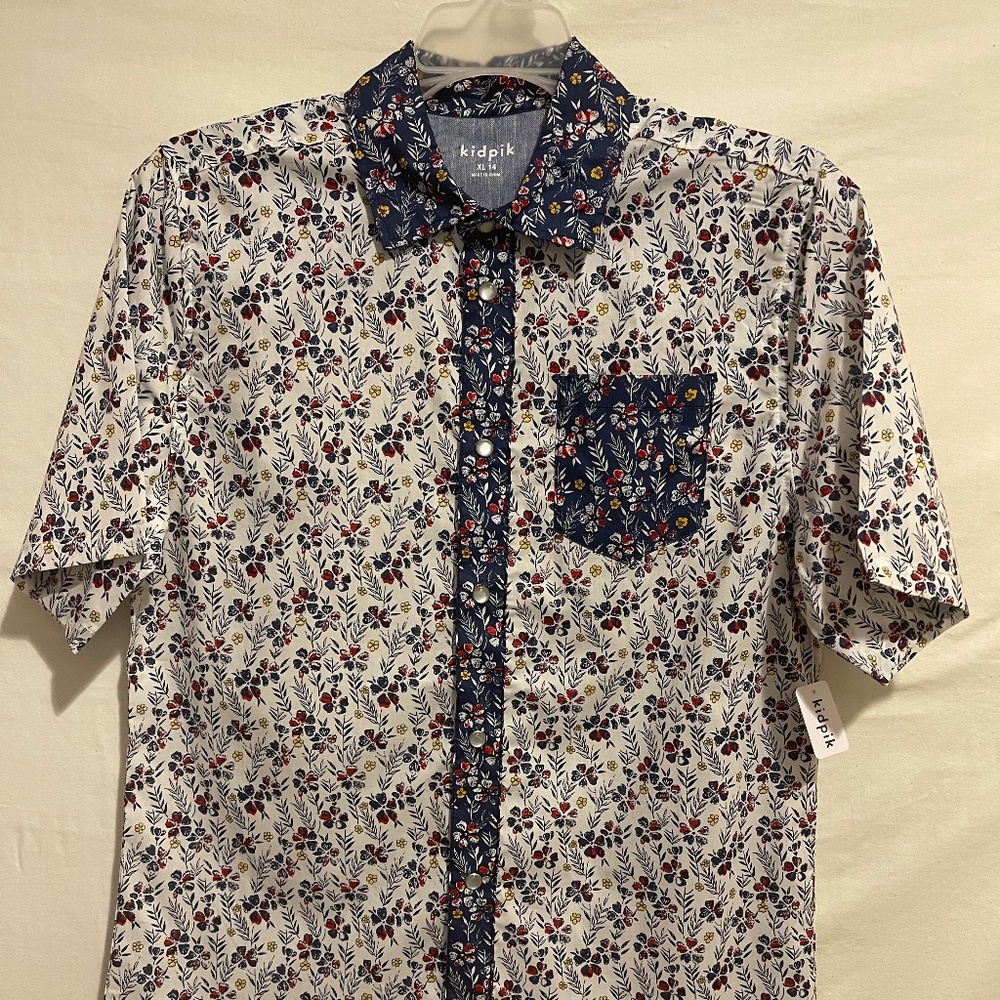 Boys floral short sleeve button shirt